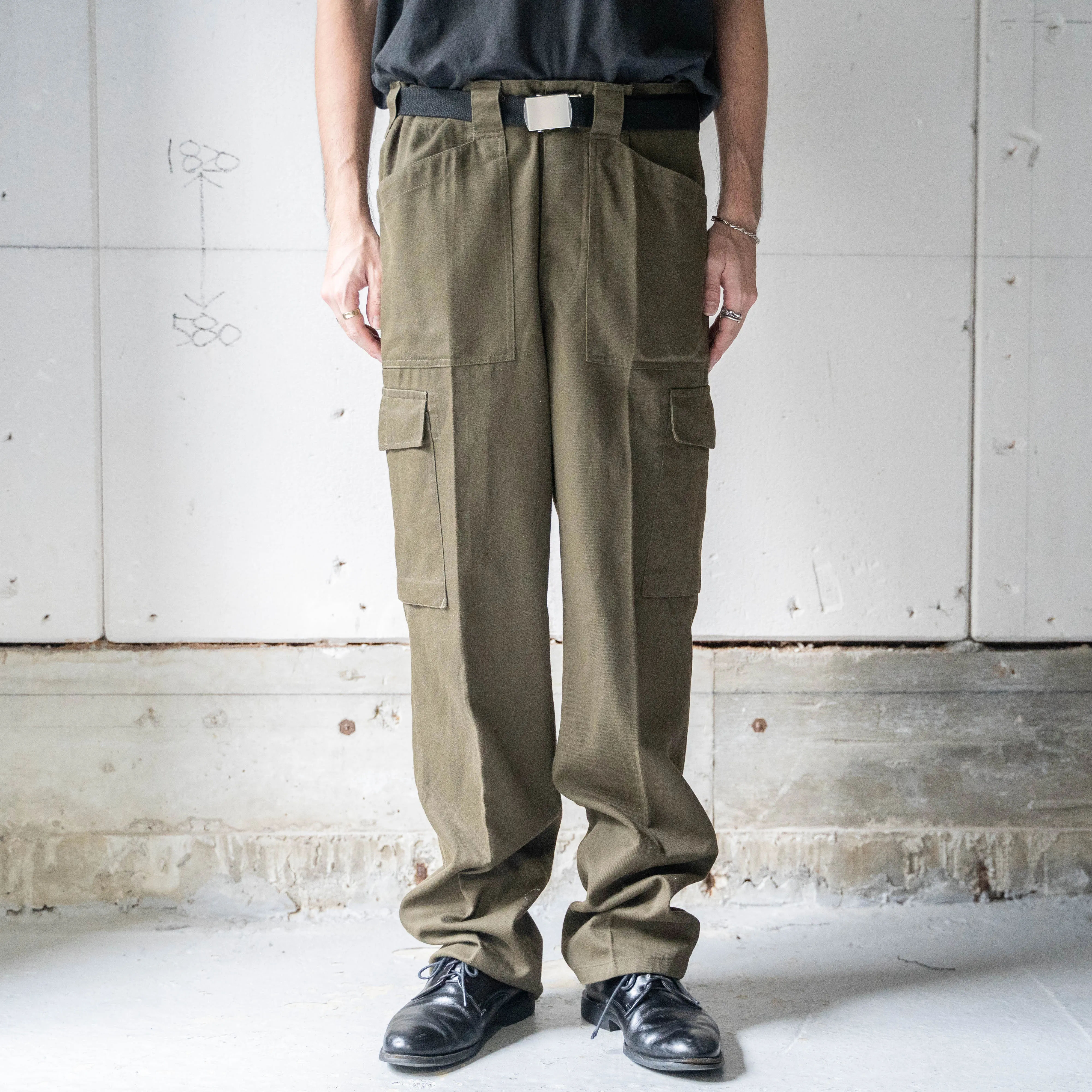 1990-00s Austrian military brown color fatigue cargo pants -light weight-