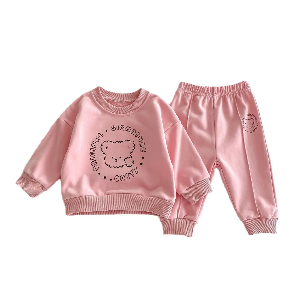 2 Pieces Set Baby Kid Girls Boys Letters Cartoon Tops And Solid Color Pants Wholesale 23101957