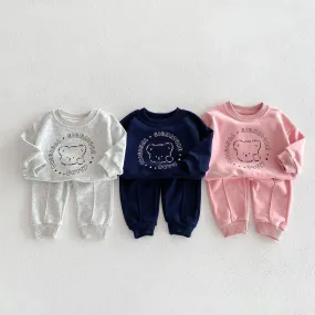 2 Pieces Set Baby Kid Girls Boys Letters Cartoon Tops And Solid Color Pants Wholesale 23101957