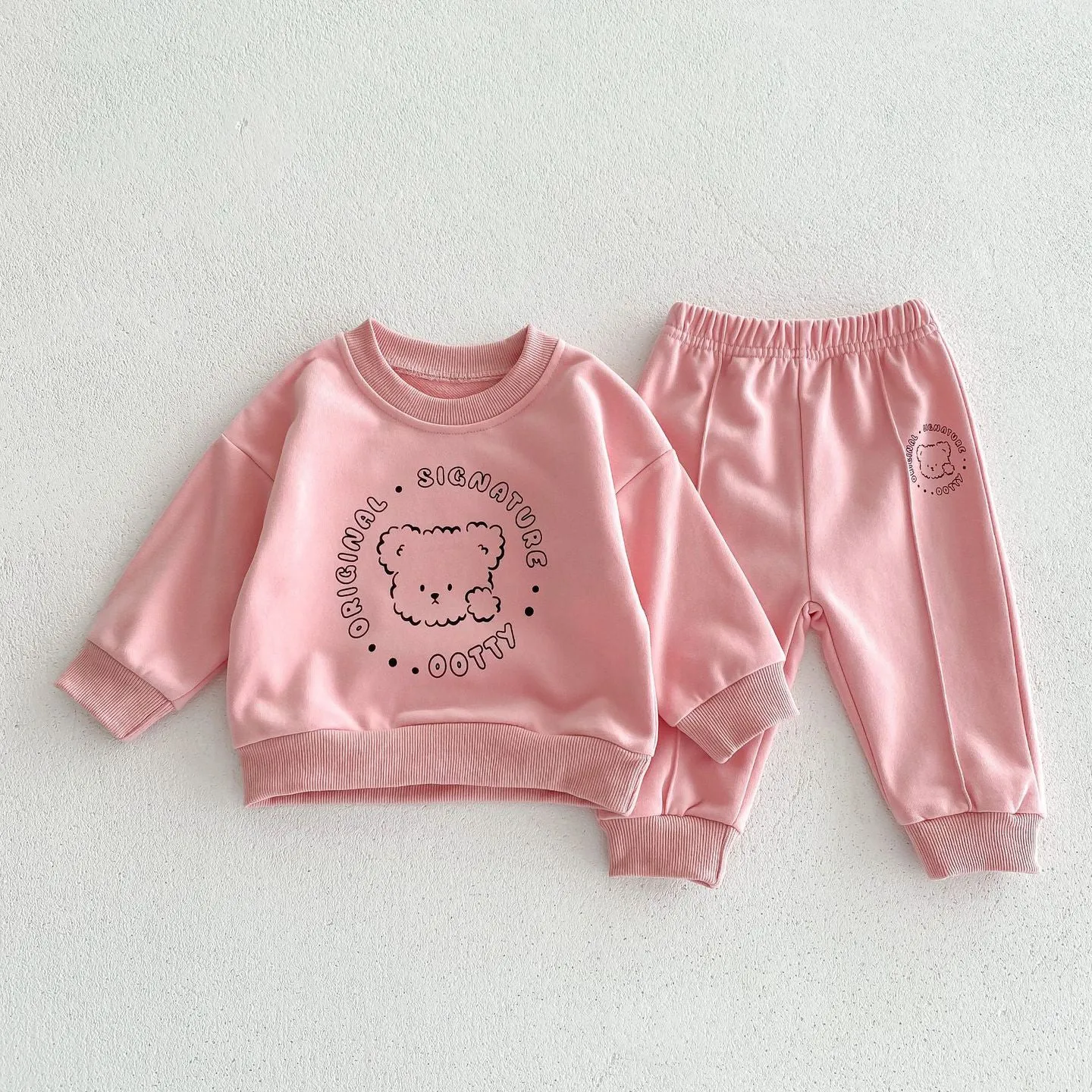 2 Pieces Set Baby Kid Girls Boys Letters Cartoon Tops And Solid Color Pants Wholesale 23101957