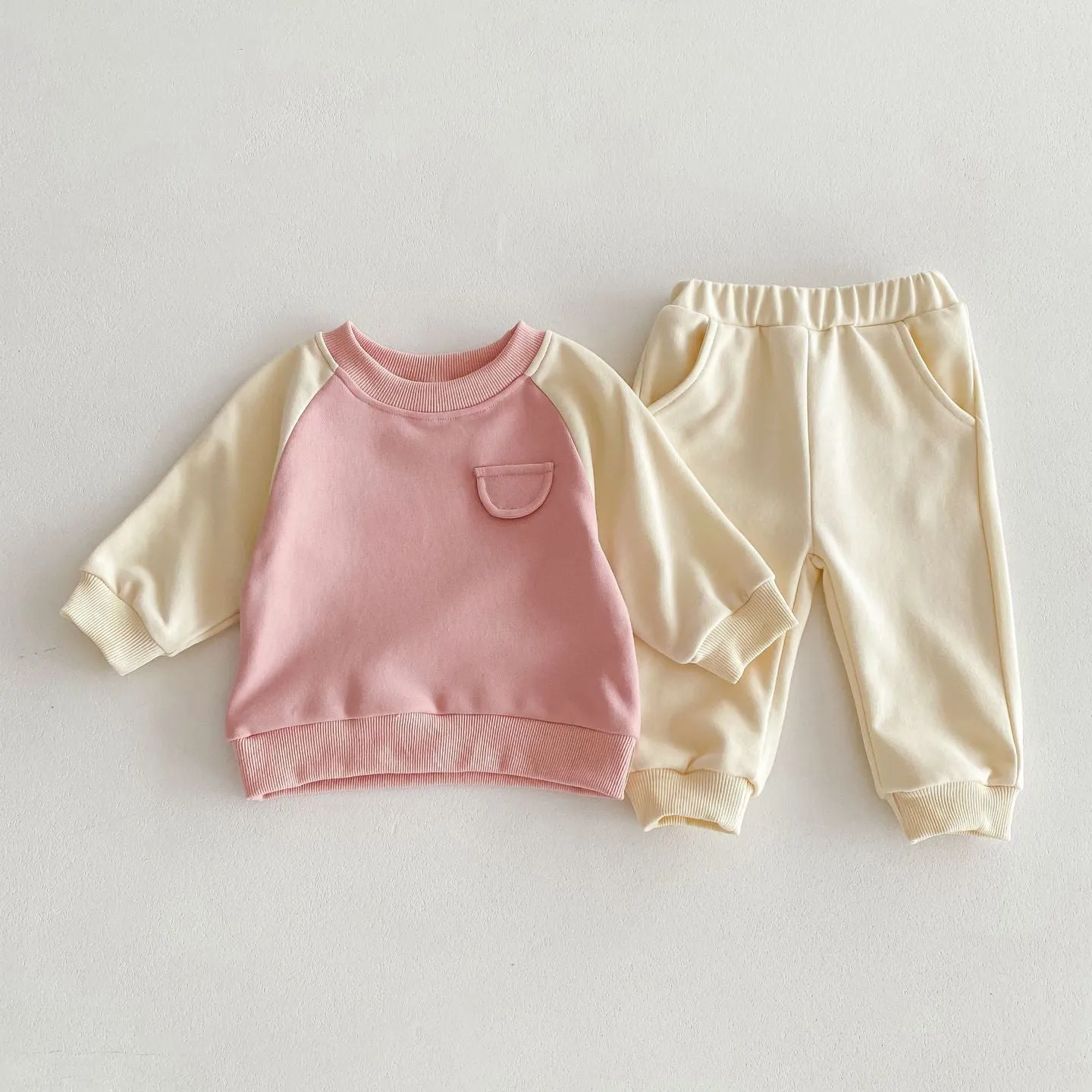 2 Pieces Set Baby Kid Girls Color-blocking Tops And Pants Wholesale 24030183