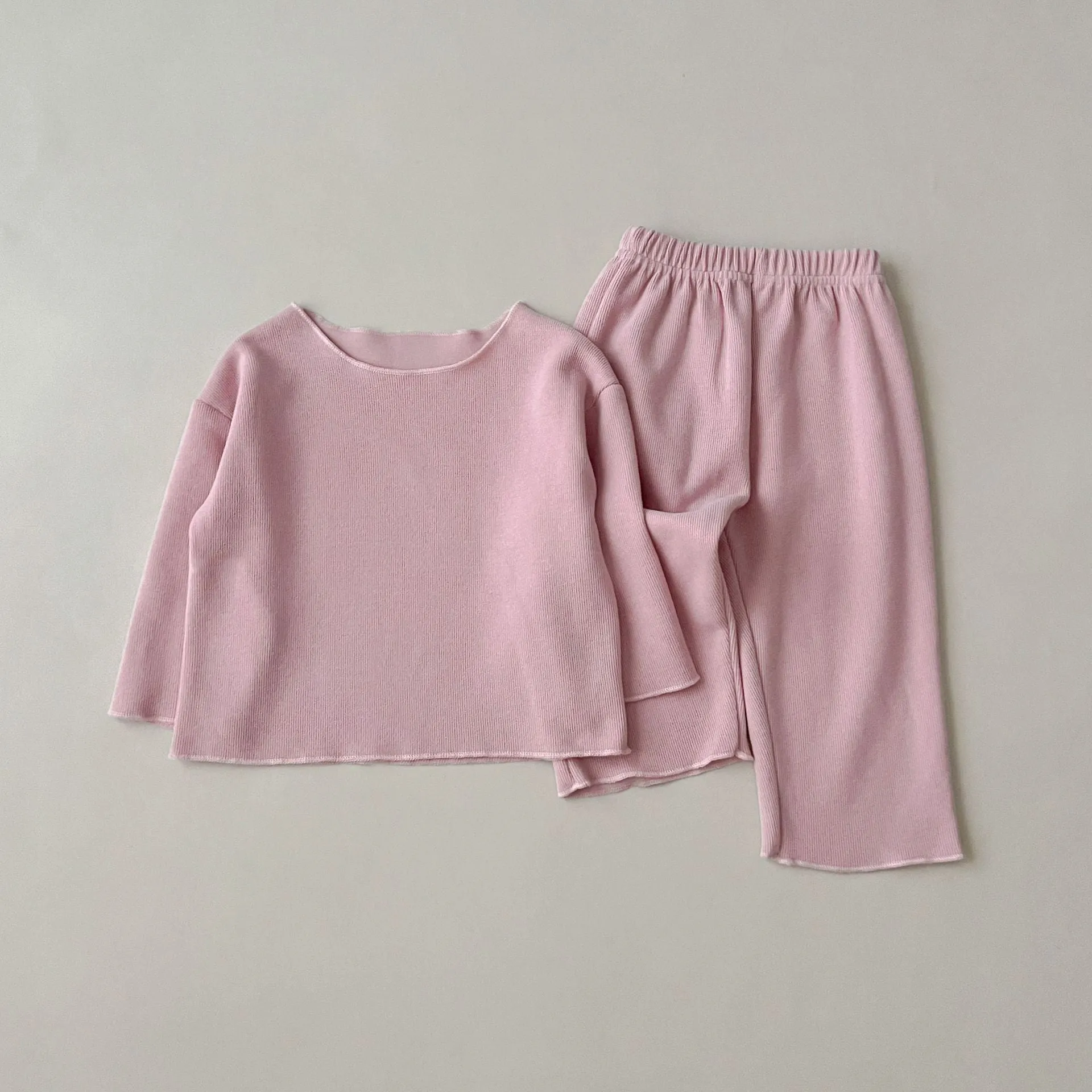 2 Pieces Set Baby Kid Girls Solid Color Tops And Pants Wholesale 23113084