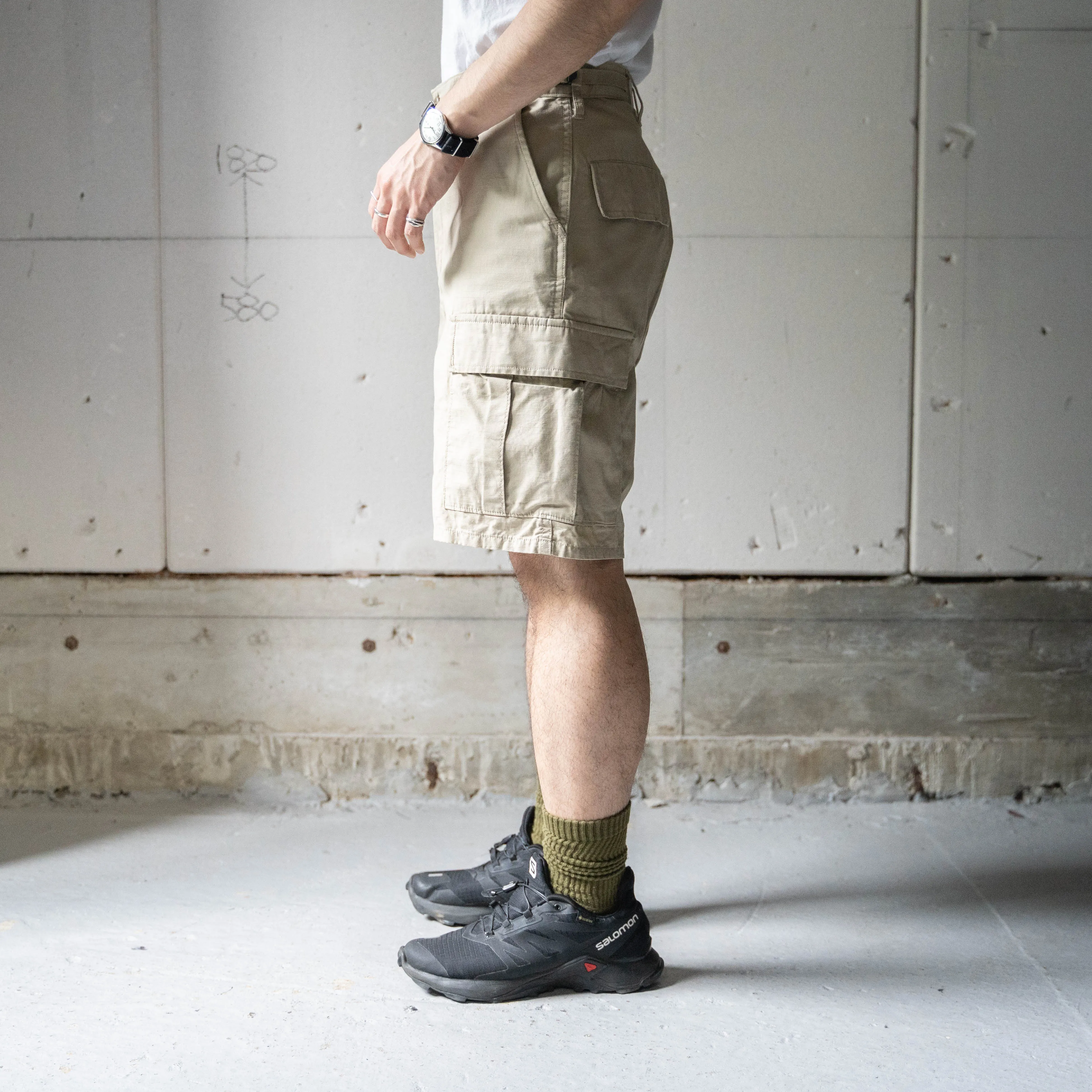 2000s 'PROPPER' beige color ripstop half cargo pants