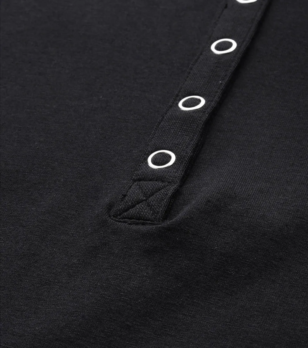 All Day Henley T - Solid | 3/4th Sleeve Stretch Cotton Tee With Ring Snap Button Placket Front & Sleeve Tab