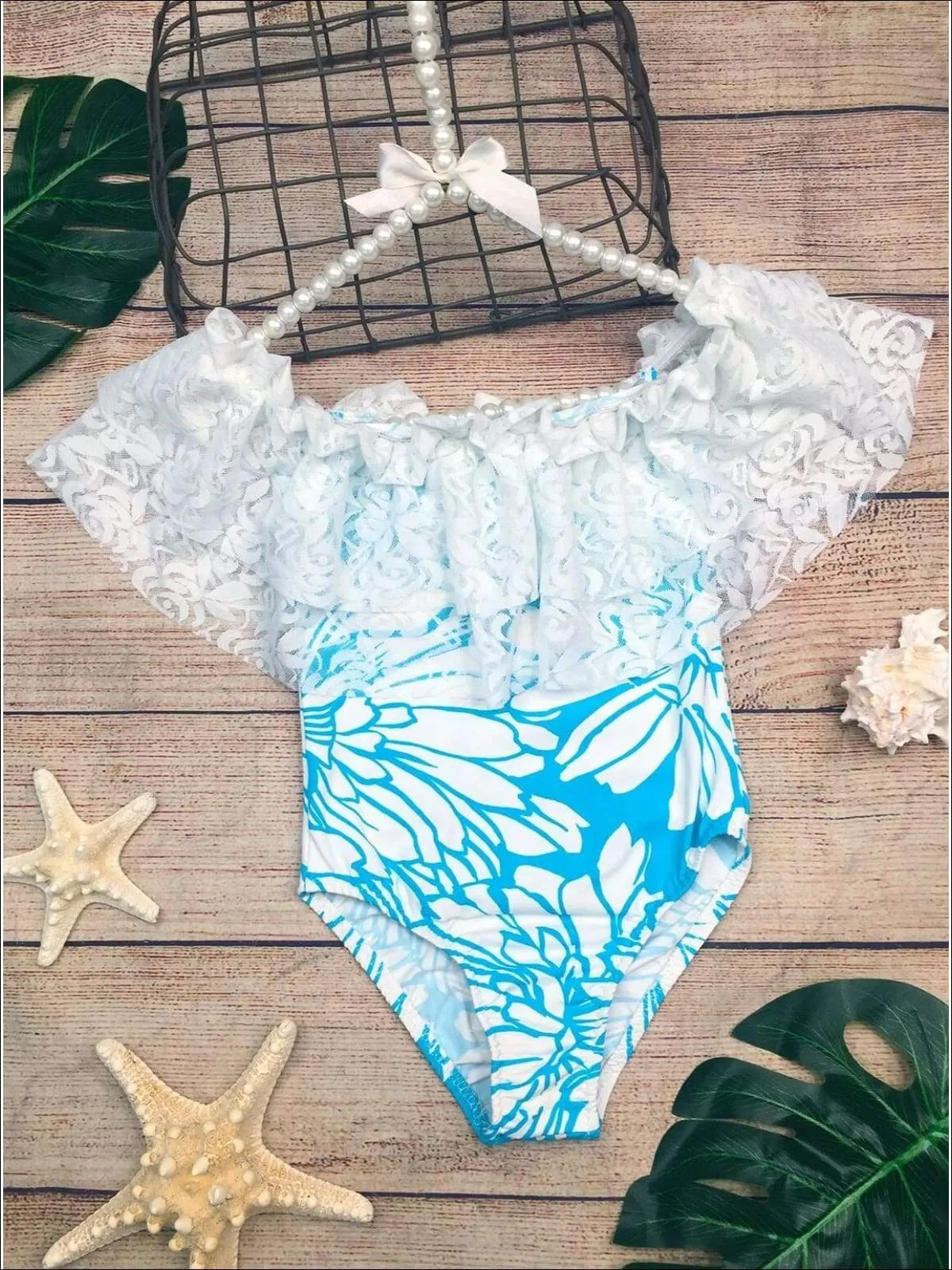 Amazing Waves Lace Bib One Piece Swimsuit