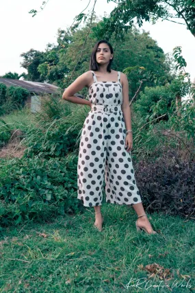 AR1918 Belted dot print jumpsuit