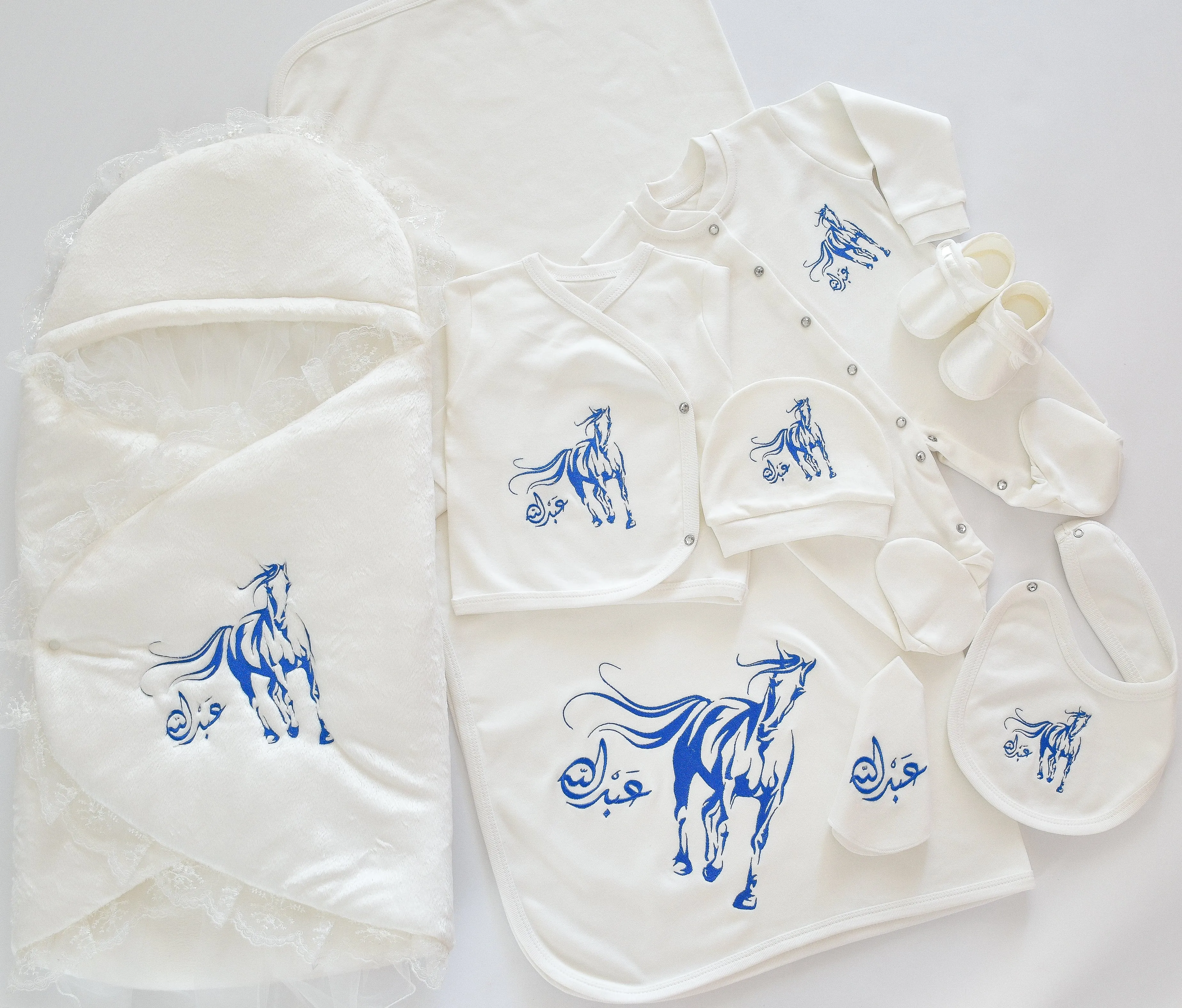 Arabian Horse Baby Boy Coming Home Embroidered Set