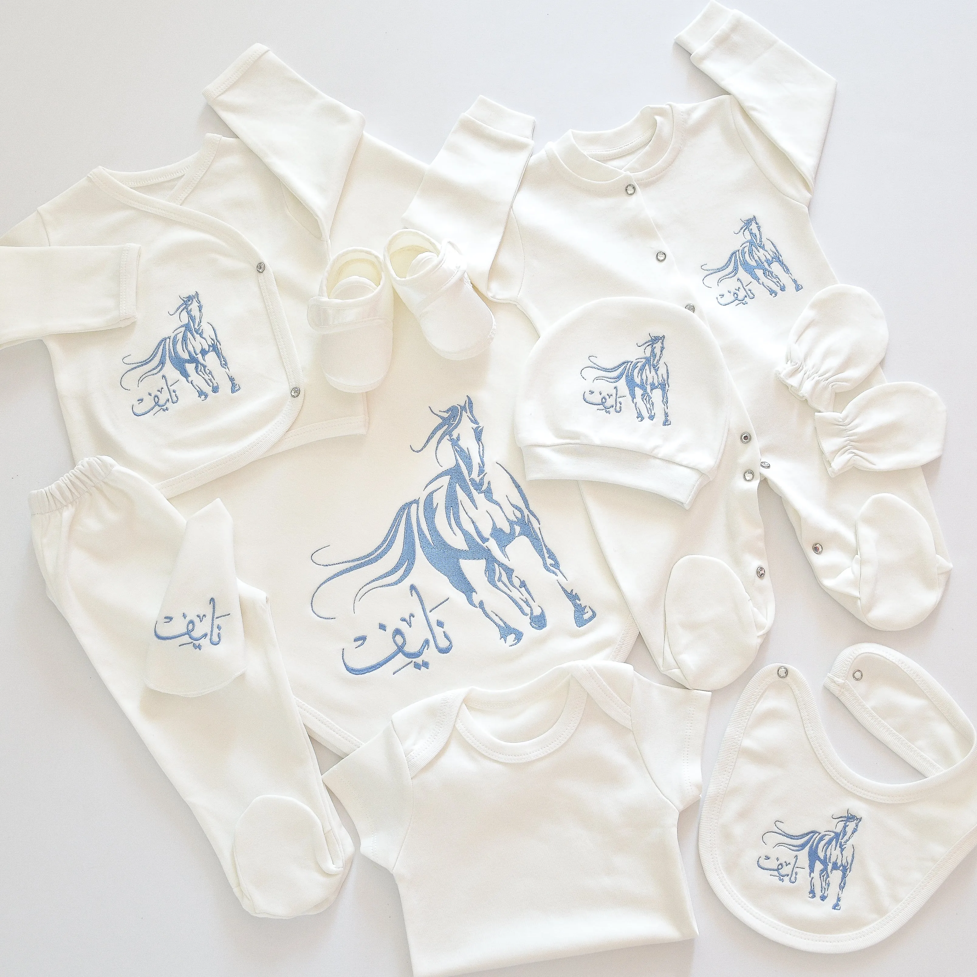 Arabian Horse Baby Boy Coming Home Embroidered Set