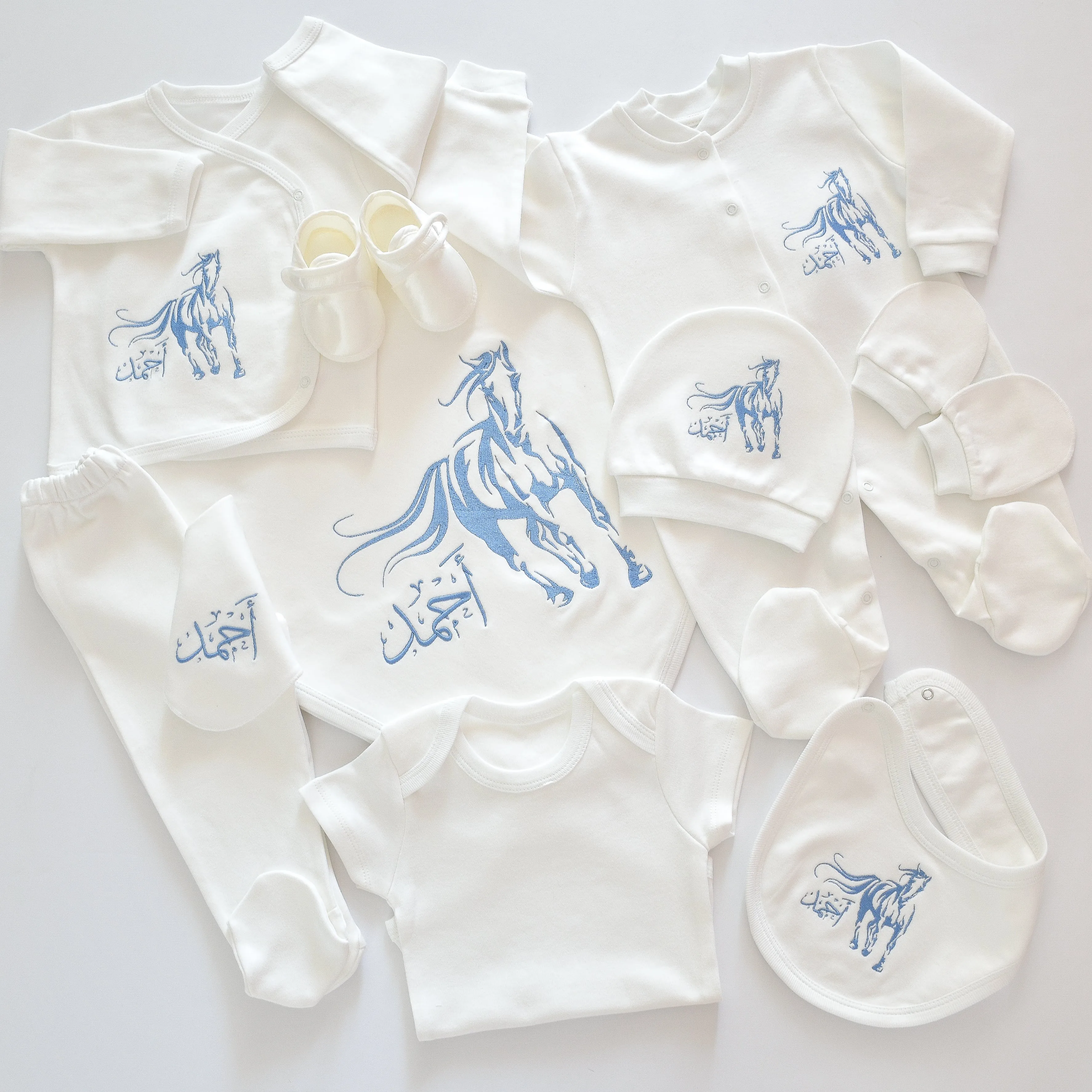 Arabian Horse Baby Boy Coming Home Embroidered Set