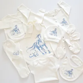 Arabian Horse Baby Boy Coming Home Embroidered Set