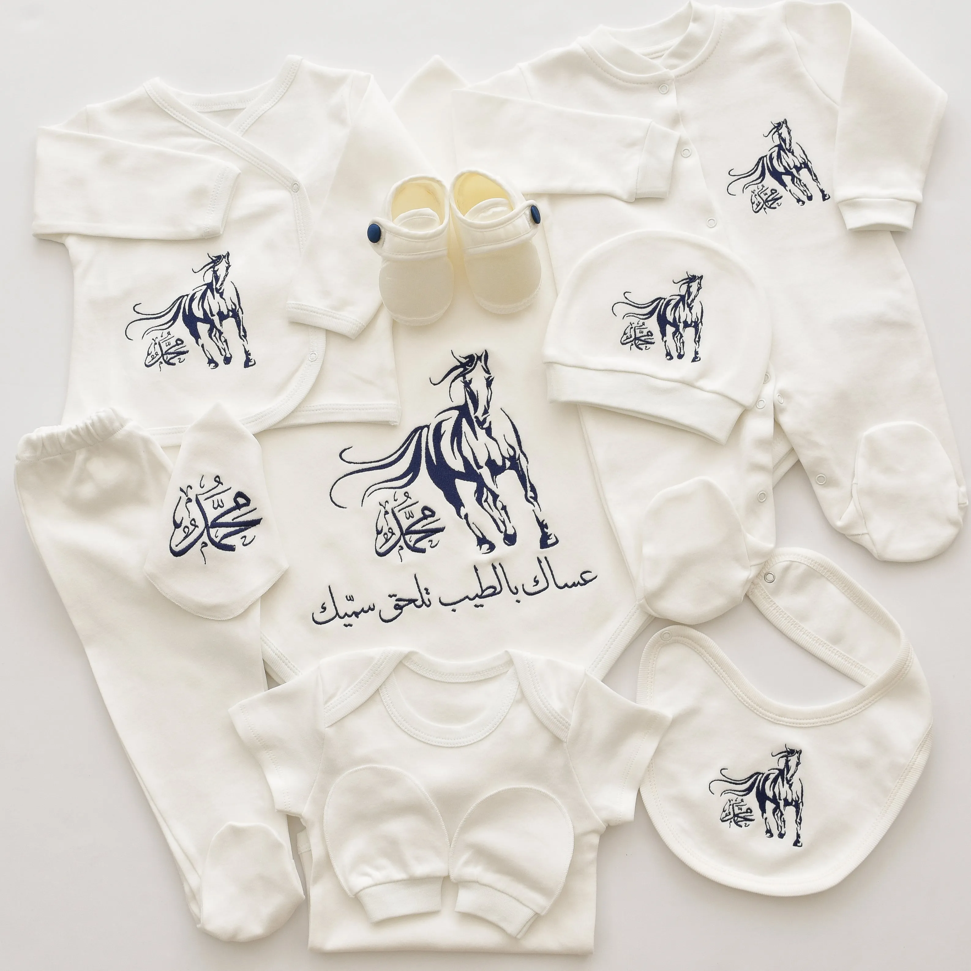 Arabian Horse Baby Boy Coming Home Embroidered Set