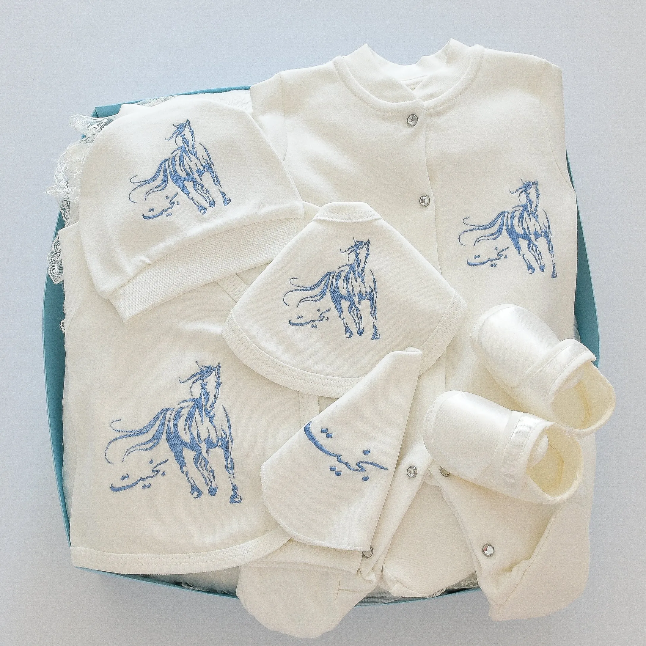 Arabian Horse Baby Boy Coming Home Embroidered Set