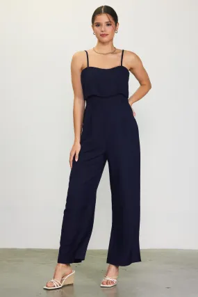 Asher Linen Jumpsuit (Navy)