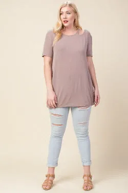 Asymmetric Shoulder Cutout Top