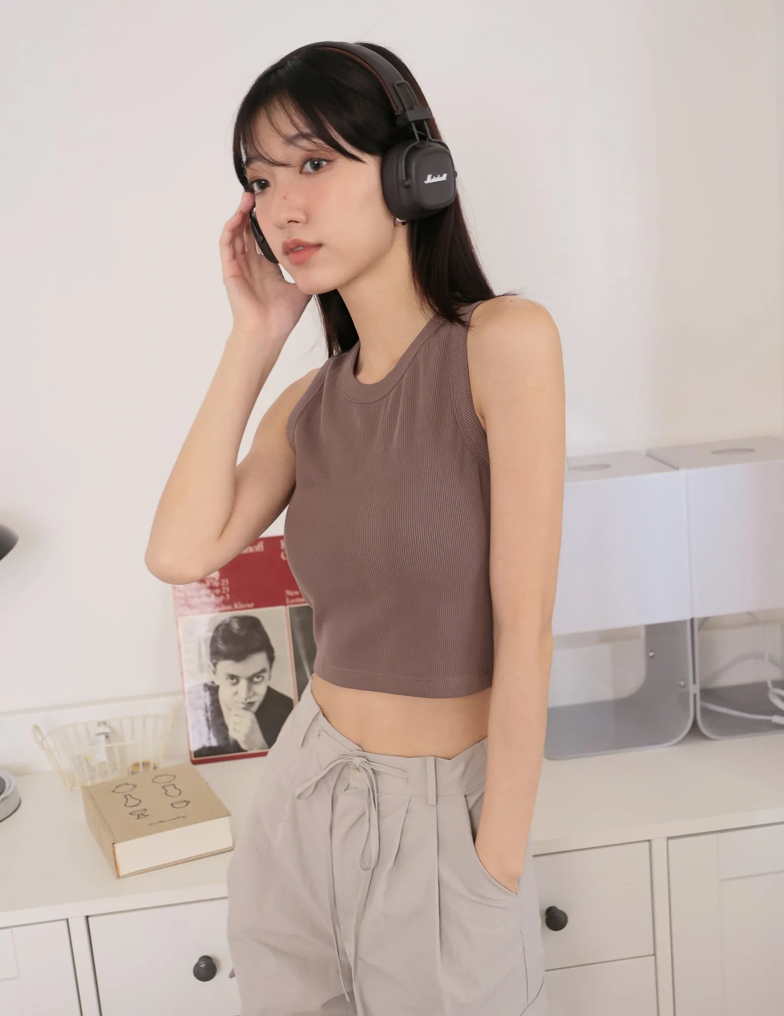 Ava Padded Top in Latte