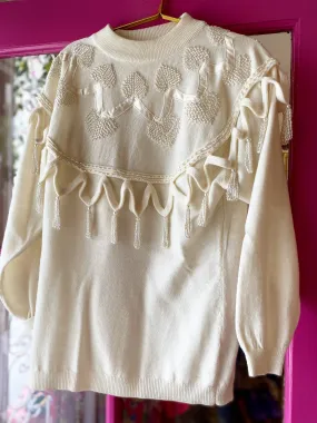 Beaded Heart Vintage Sweater