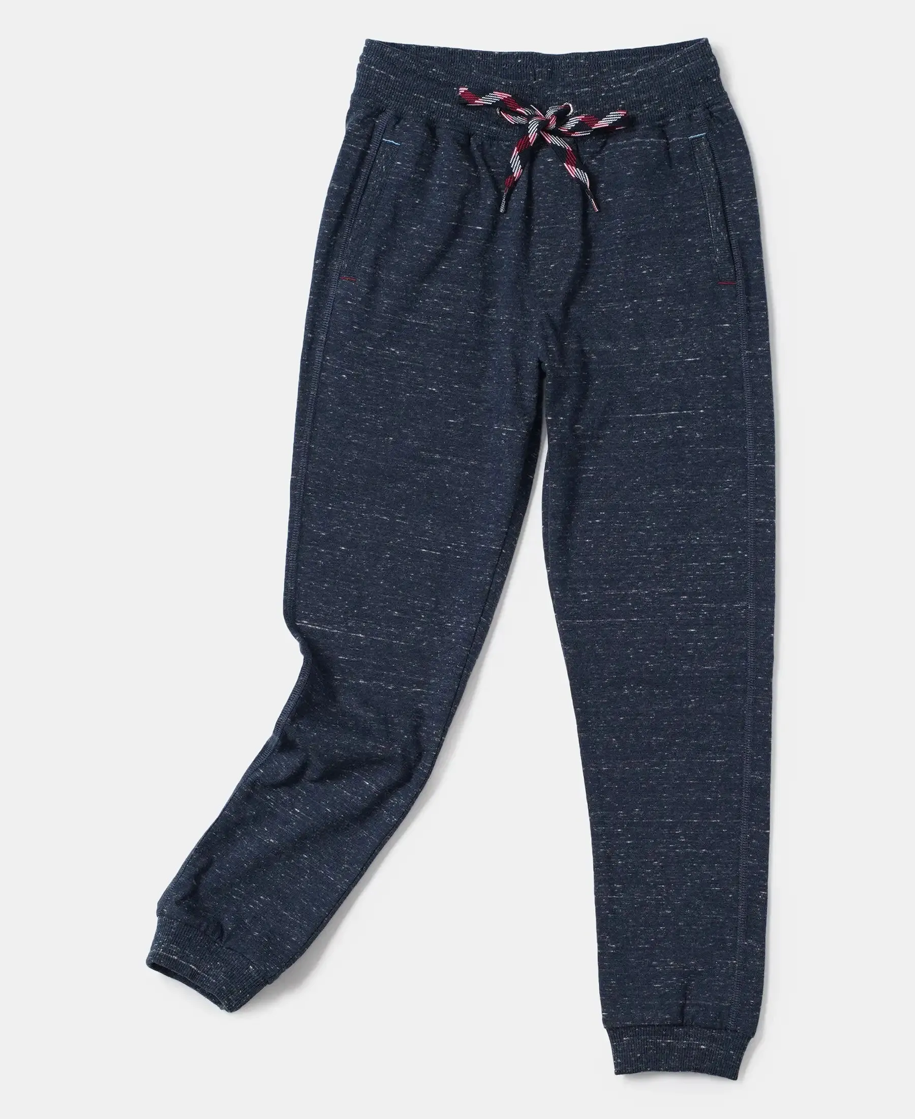 Boy's Super Combed Cotton Rich Joggers with Ribbed Cuff Hem - Blue Snow Melange