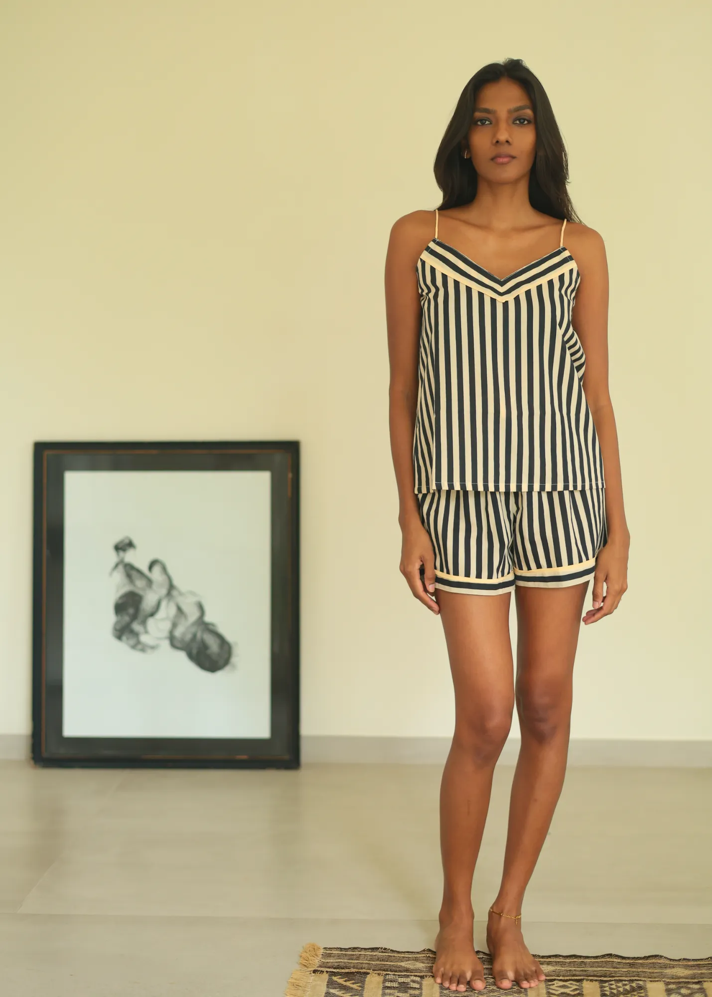 Chhaya Tank Top - BW Stripes