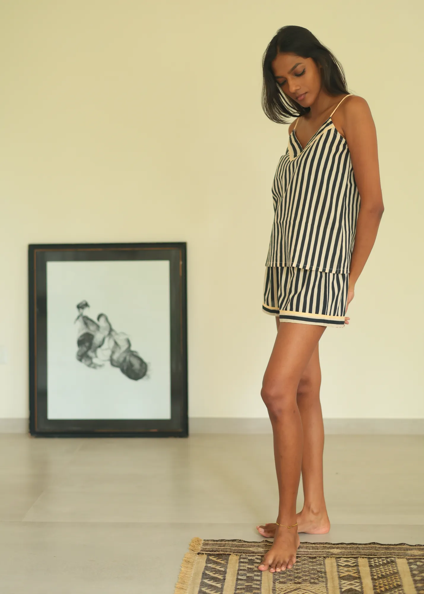 Chhaya Tank Top - BW Stripes