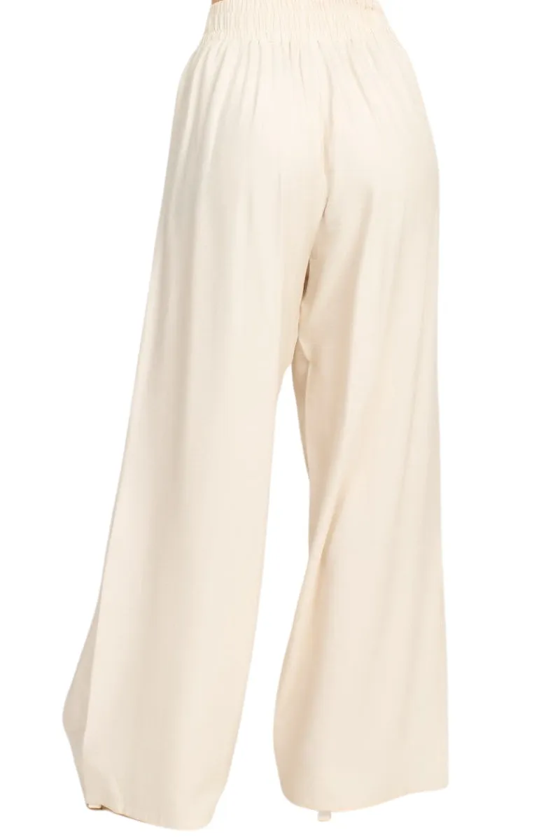 Classic Style High Rise Pleated Wide Leg Pant