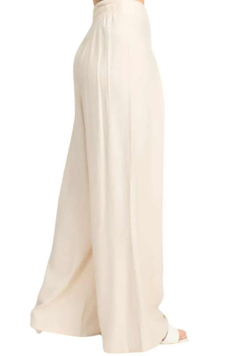 Classic Style High Rise Pleated Wide Leg Pant