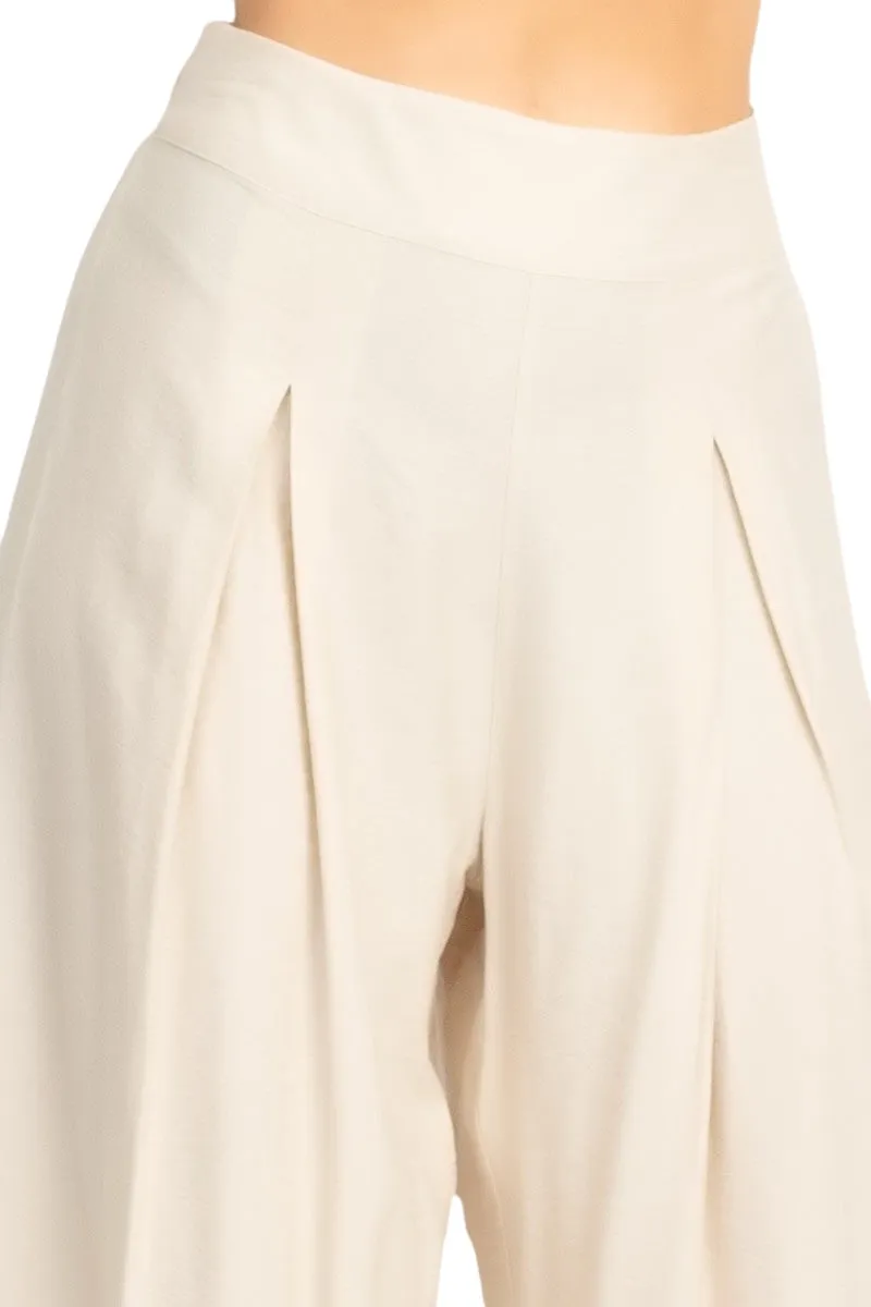 Classic Style High Rise Pleated Wide Leg Pant