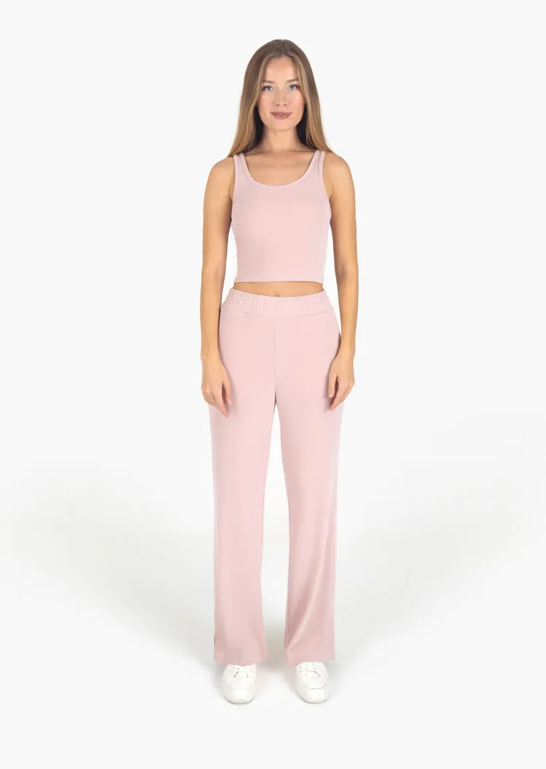 Cloudsoft Rib Tank & Palazzo Pant Set Blush