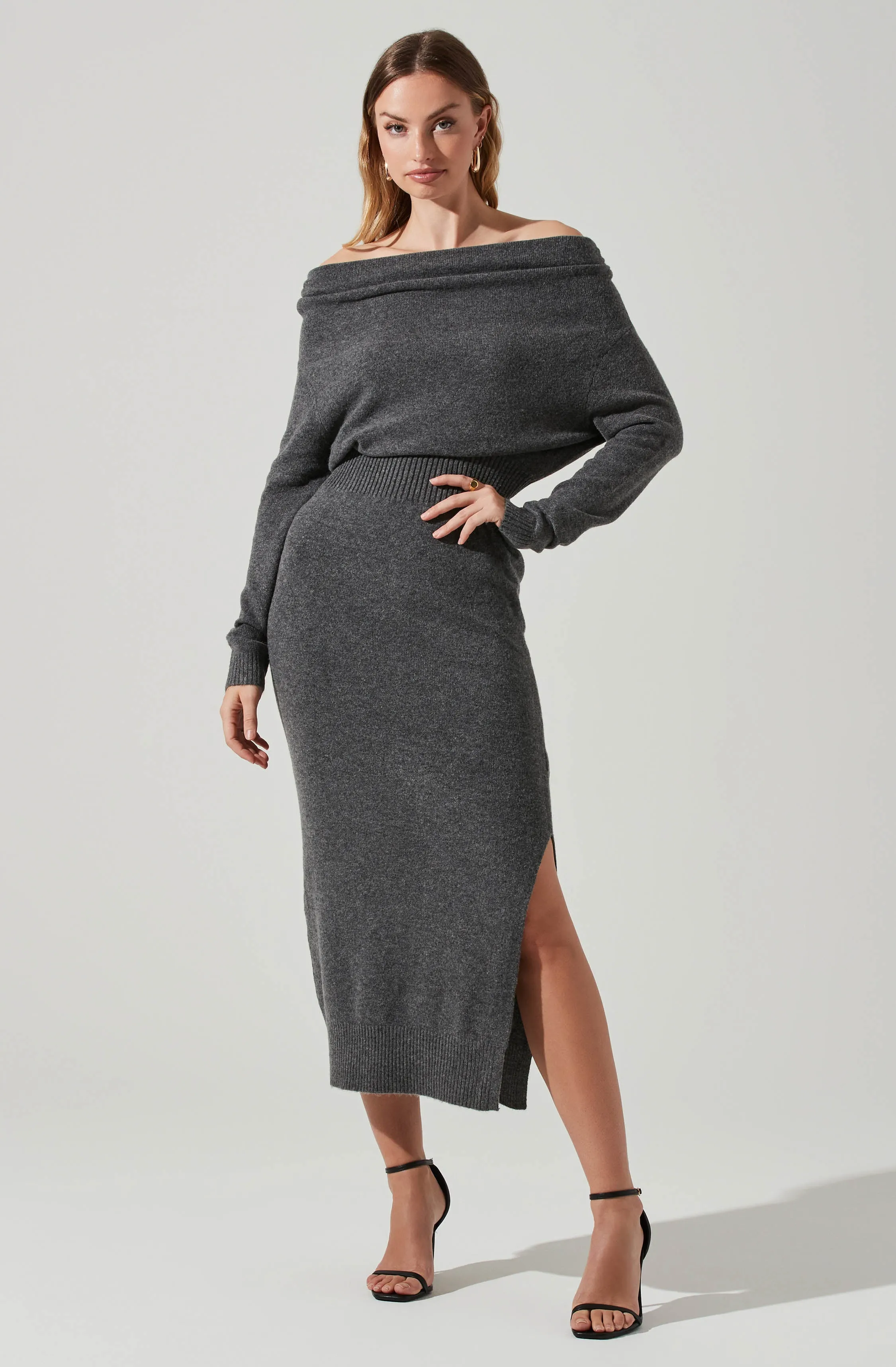 Cora Off Shoulder Midi Sweater Dress