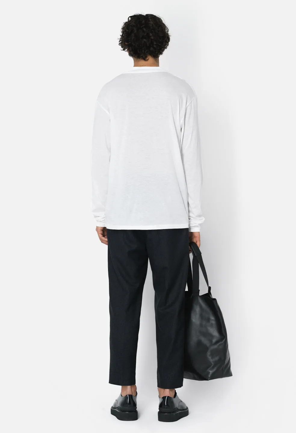 Cotton Cashmere Mock Neck / White