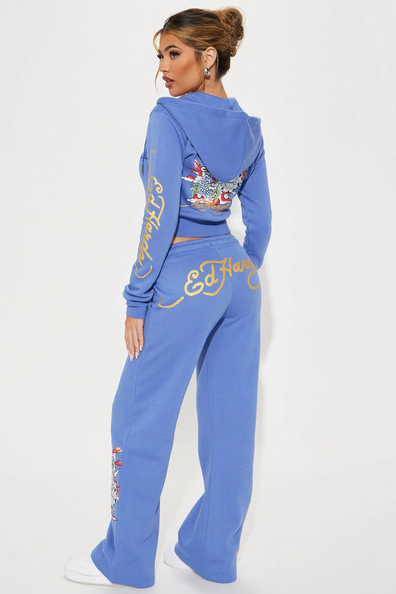 Ed Hardy Blue Skies Pant Set - Dusty Blue