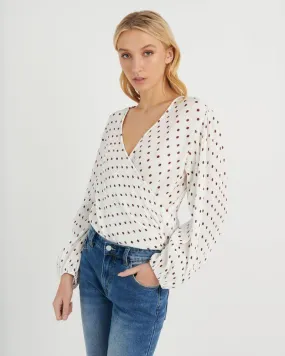 Elissa Blouse - White Polkadot