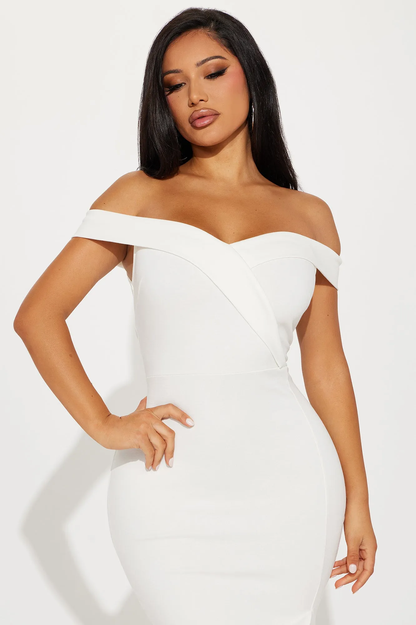 Eloise Off Shoulder Midi Dress - White