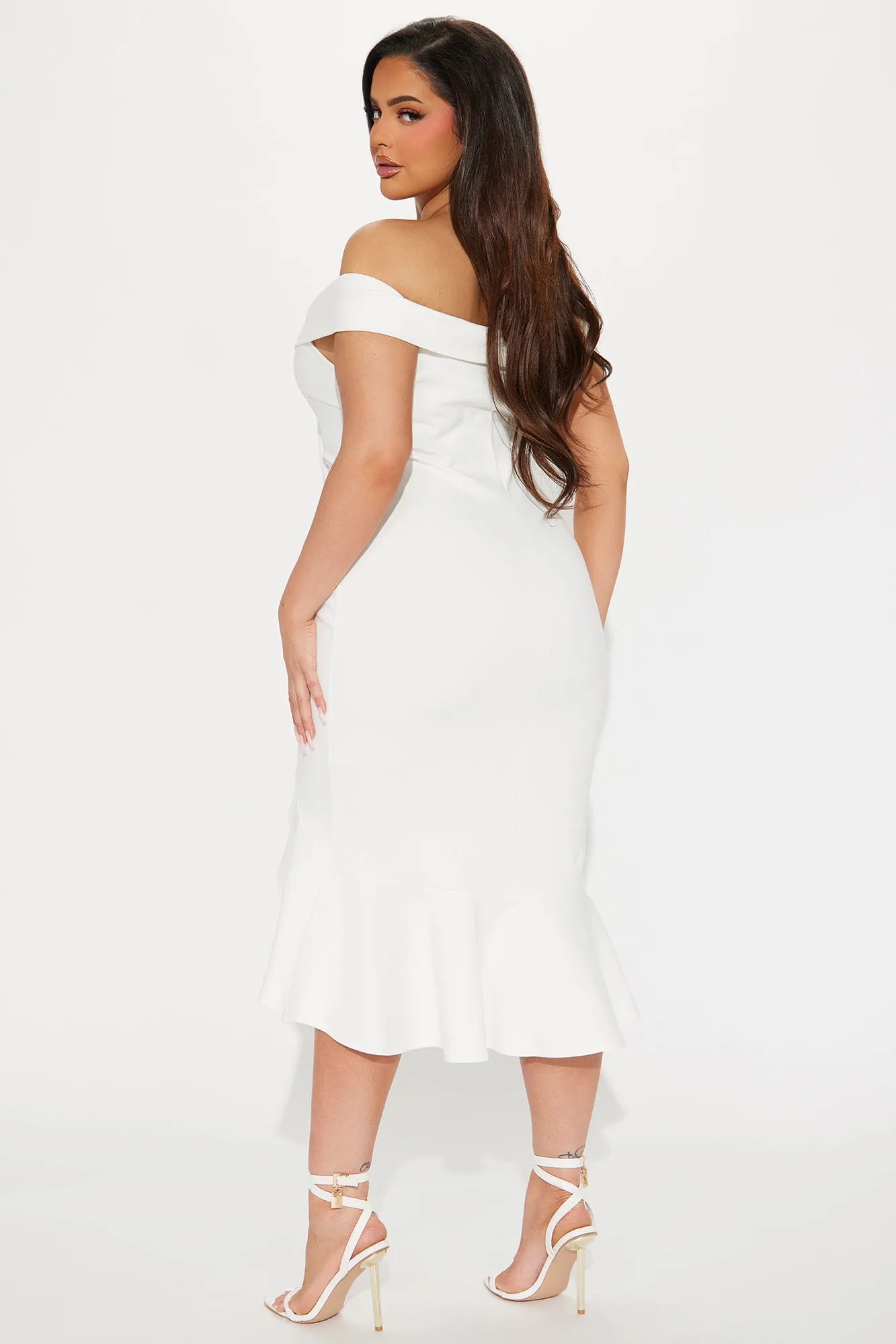 Eloise Off Shoulder Midi Dress - White