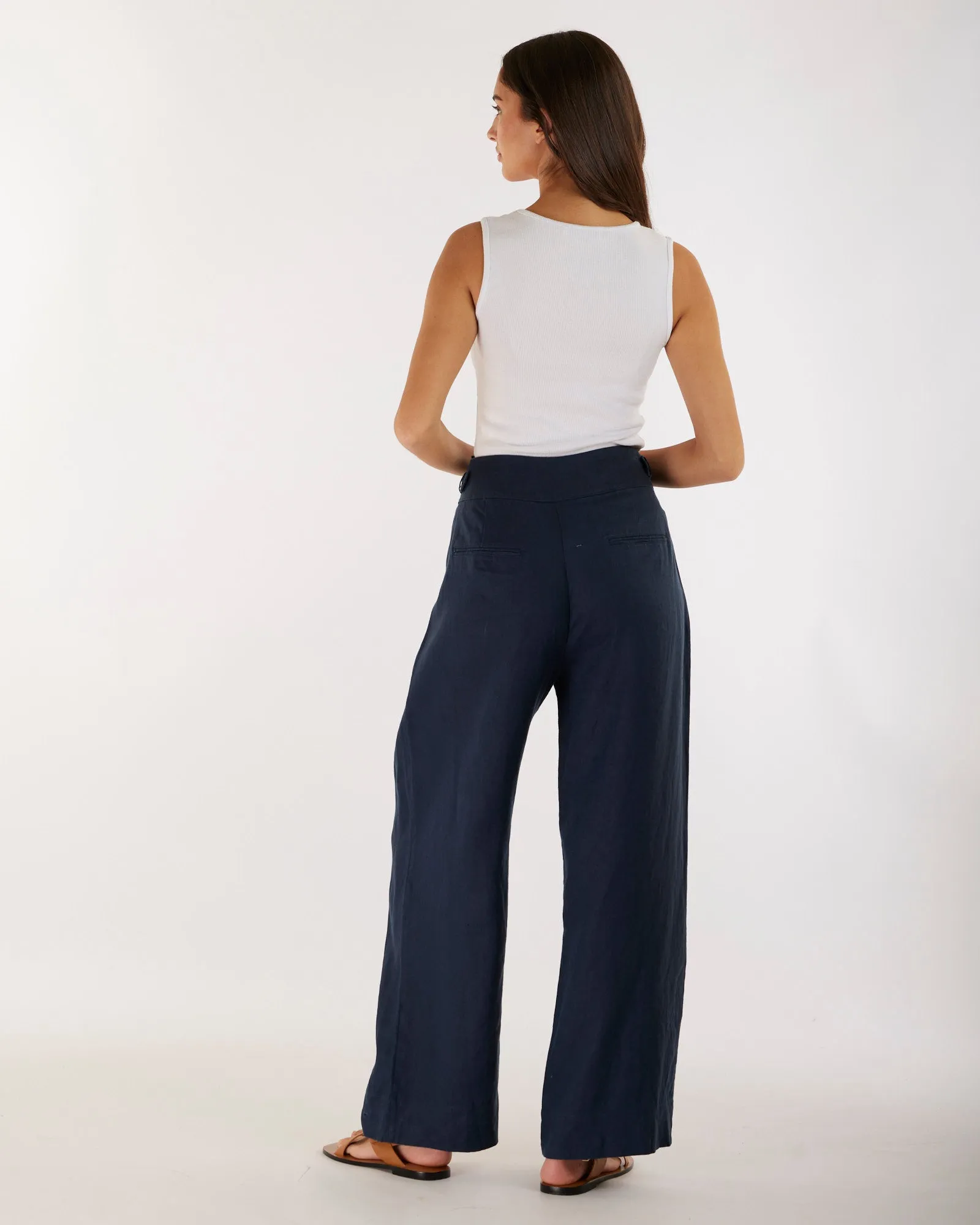 Eugene Linen Pant - Navy