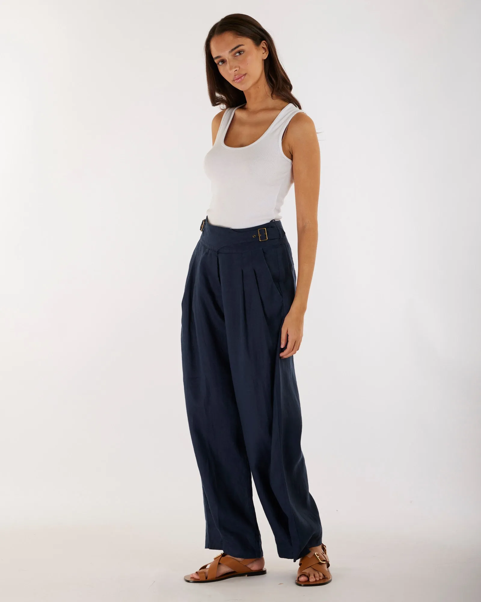 Eugene Linen Pant - Navy