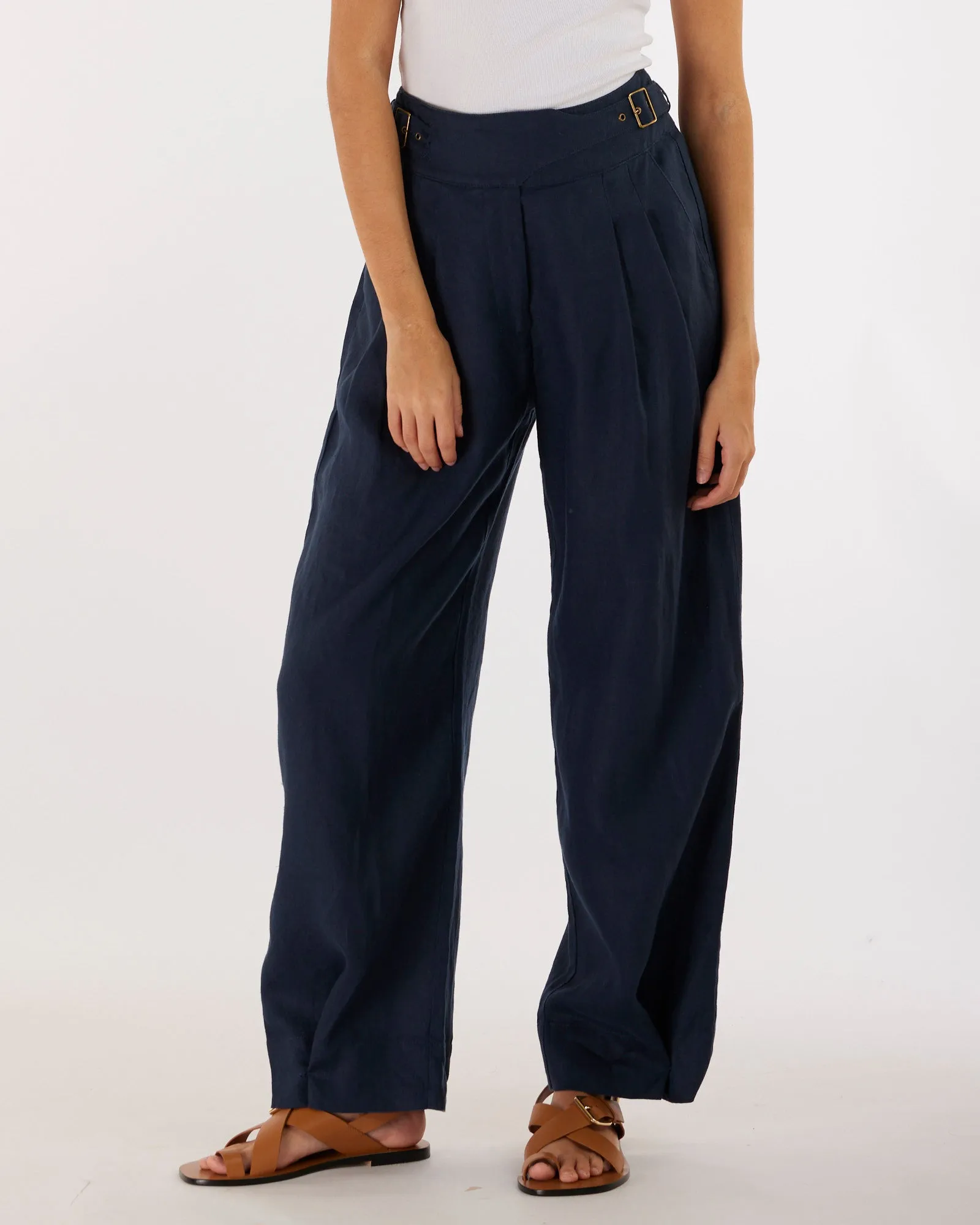 Eugene Linen Pant - Navy