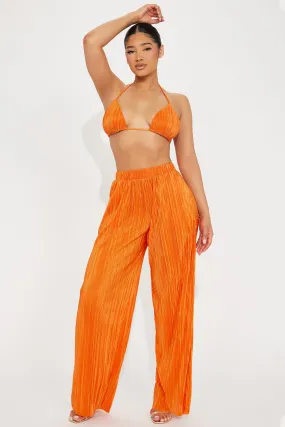 Everything But Simple Plisse Pant Set - Orange