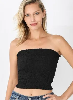 Exposure Cropped Smocked Tube Top