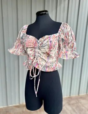 Floral Ruched Crop Top