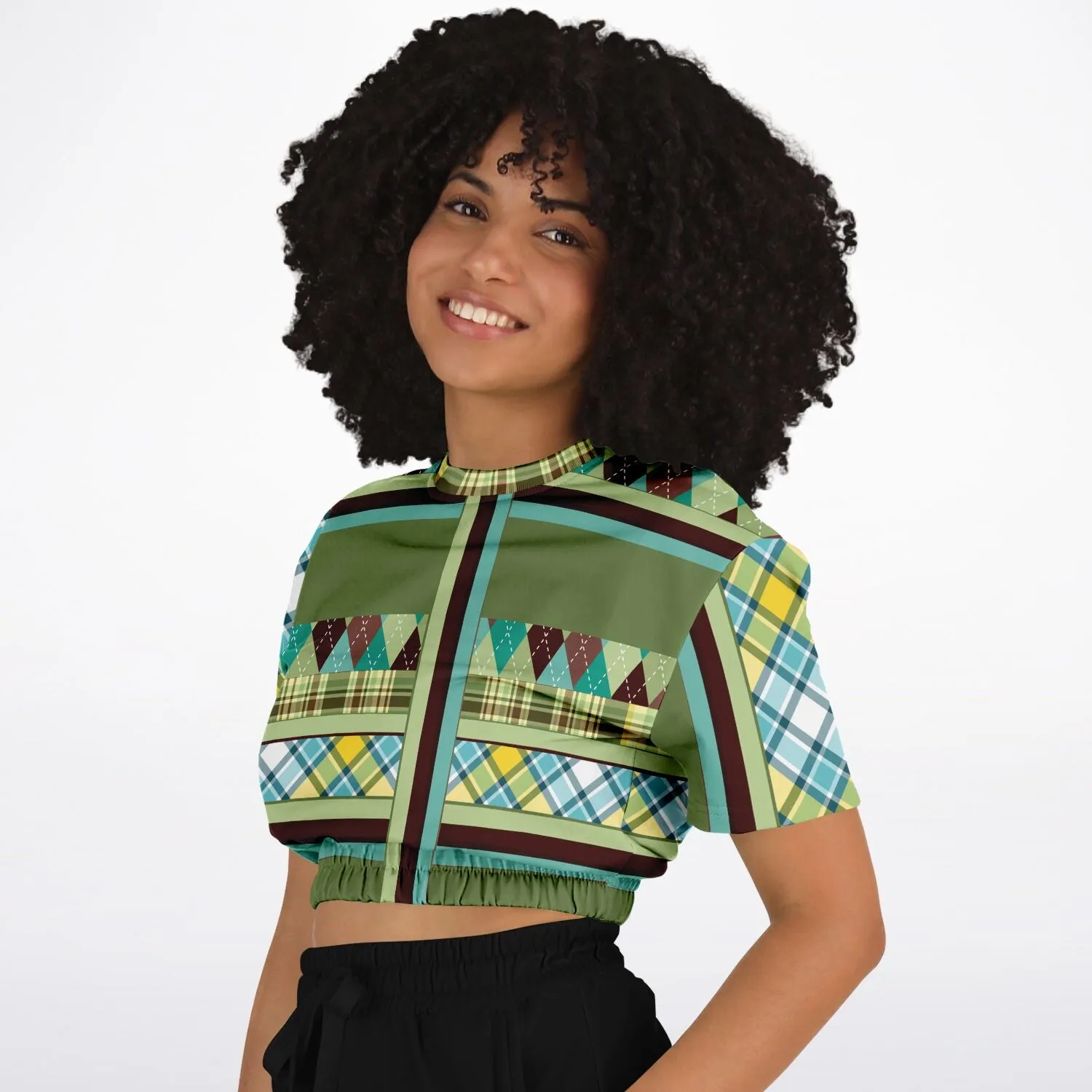 Hypnotic Zen Short Sleeve Cropped Eco-Poly Sweater