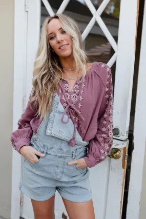 In The Valley Embroidered Blouse - Dark Mauve