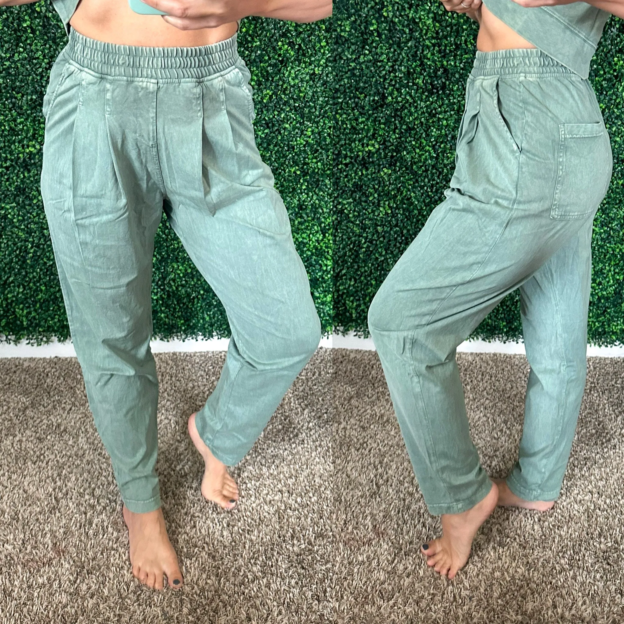 Limber Up Straight Leg Sweats in Olive