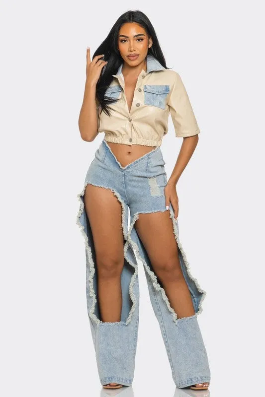 Make Me Over Classic Denim Pant Set