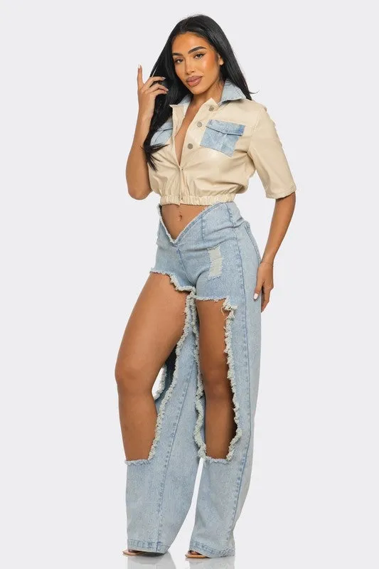 Make Me Over Classic Denim Pant Set