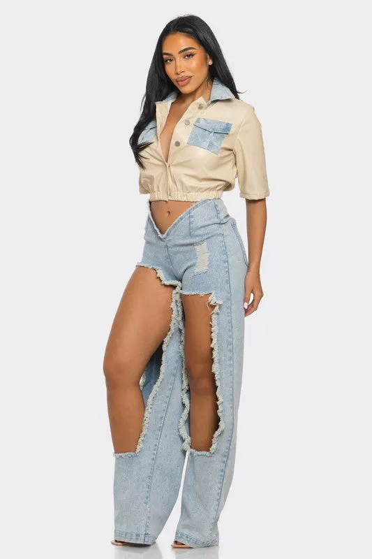 Make Me Over Classic Denim Pant Set