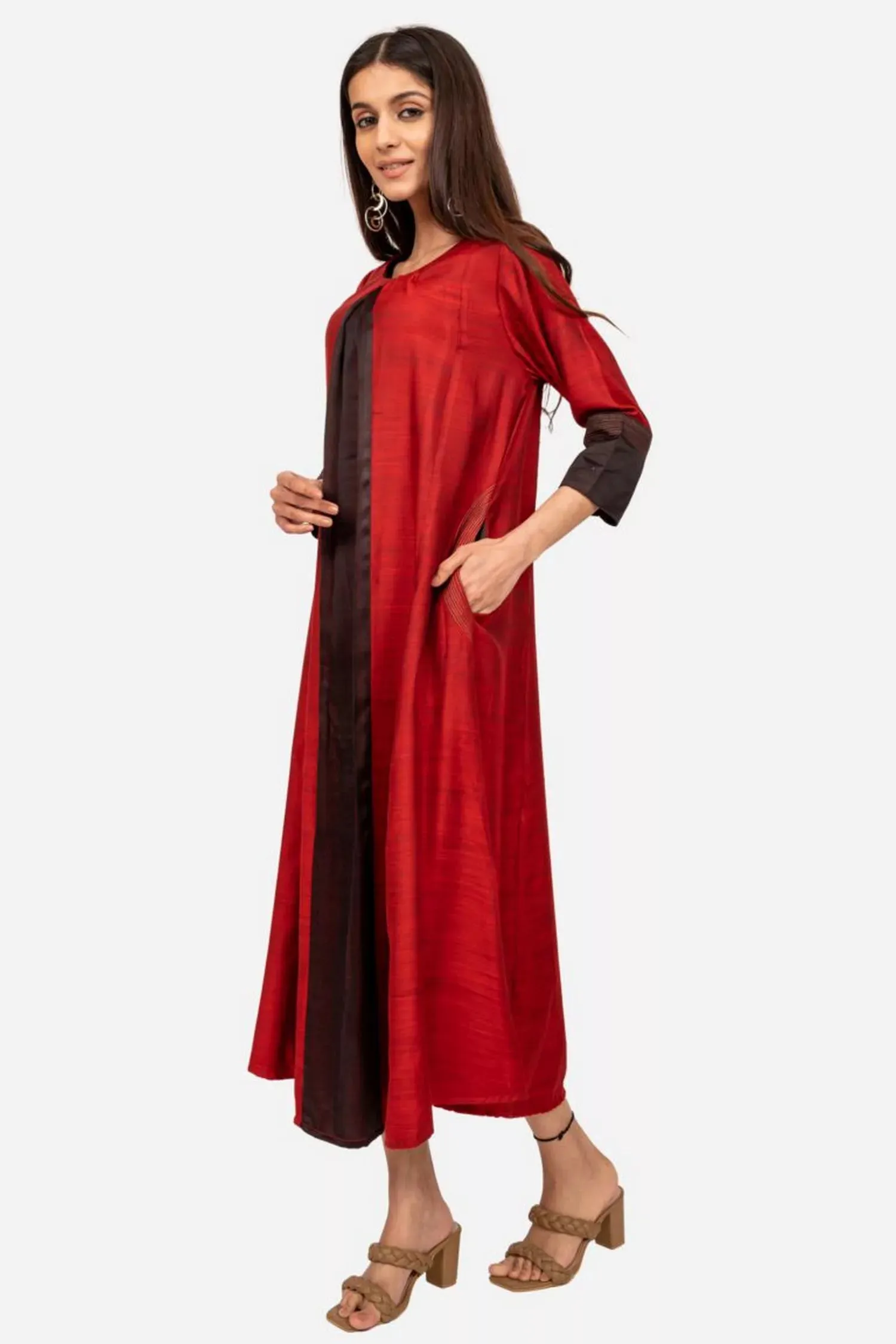 Maroon Double Shade Kurta Dress