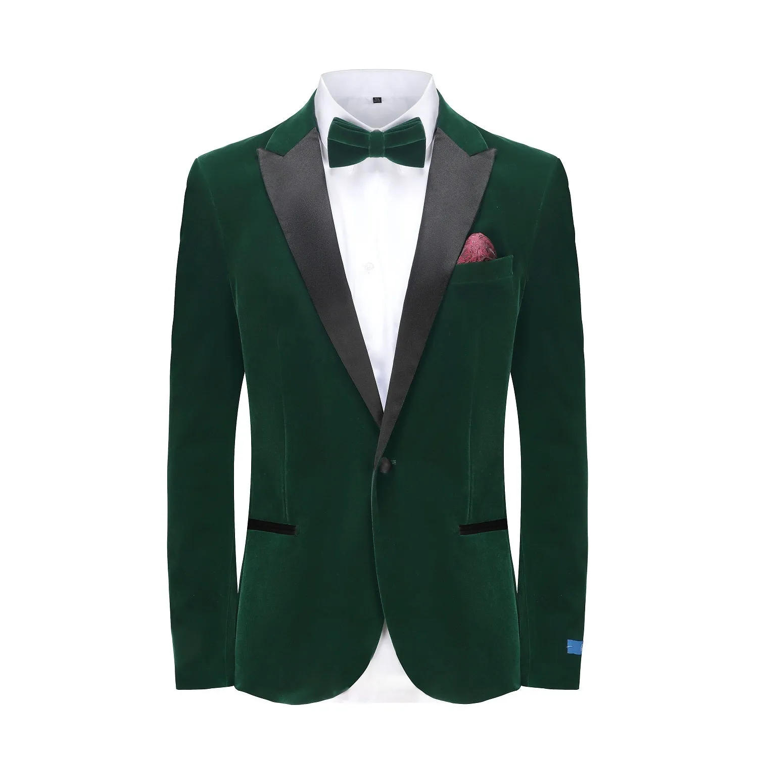 Men's 2-Piece Velvet Birdseye Lapel Slim-Fit Tuxedo With Performance Stretch Pants & Bow Tie