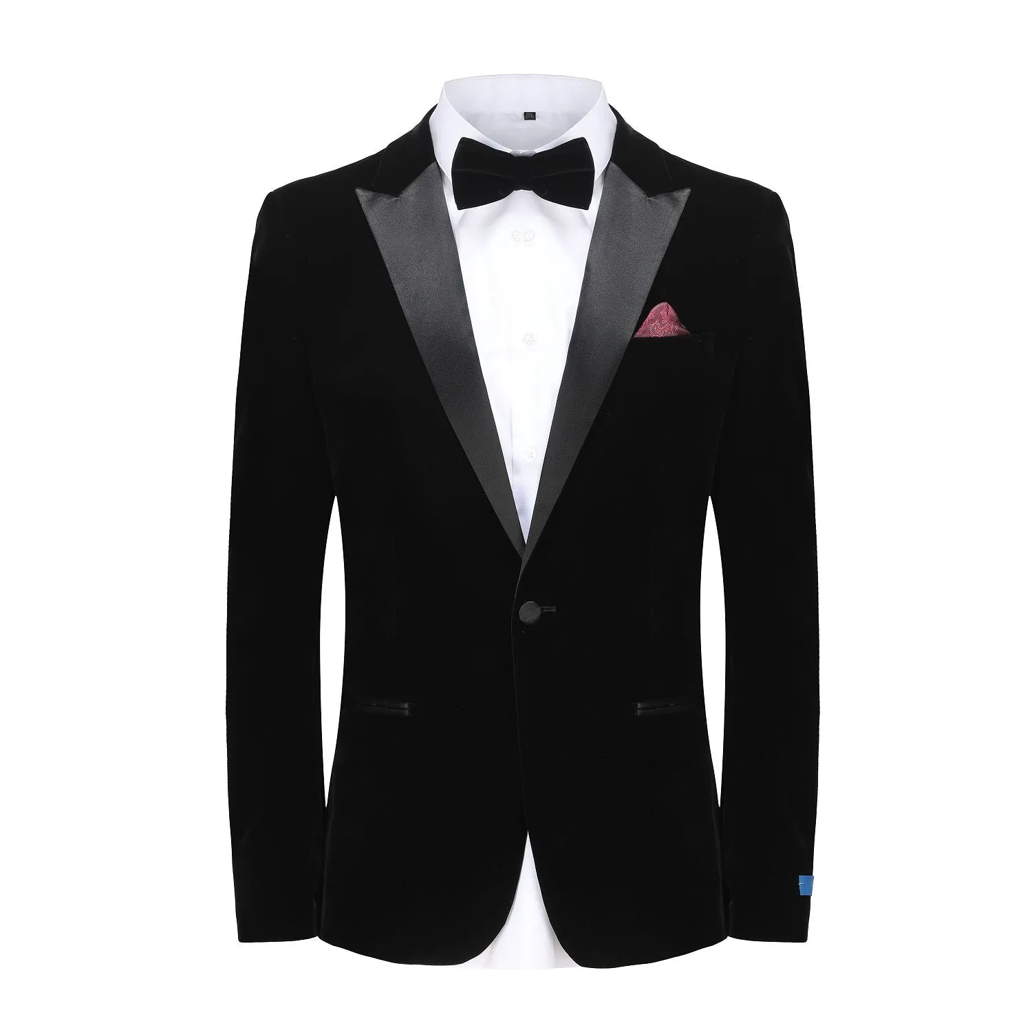 Men's 2-Piece Velvet Birdseye Lapel Slim-Fit Tuxedo With Performance Stretch Pants & Bow Tie