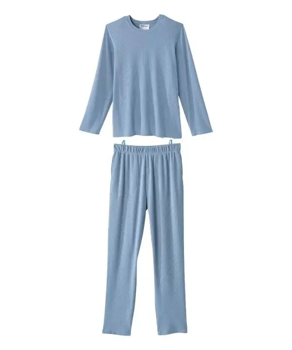 Men's Knit Pajama Set With Back Overlap Top & Pull-on Pant