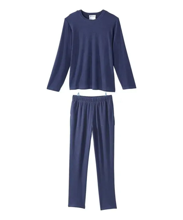 Men's Knit Pajama Set With Back Overlap Top & Pull-on Pant